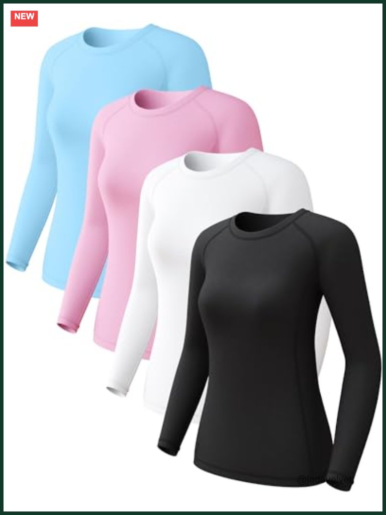 Long Sleeve Compression Shirts, Upf 50+ Sun Protection, Moisture-Wicking